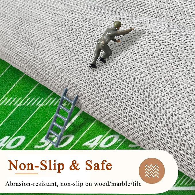Football Field 9x12 Rug for Boys Bedroom Sports Rugs for Boys Room Decor, Soft Football Rug for Kids Playroom, Area Rug for Game Room or Man Cave Carpet