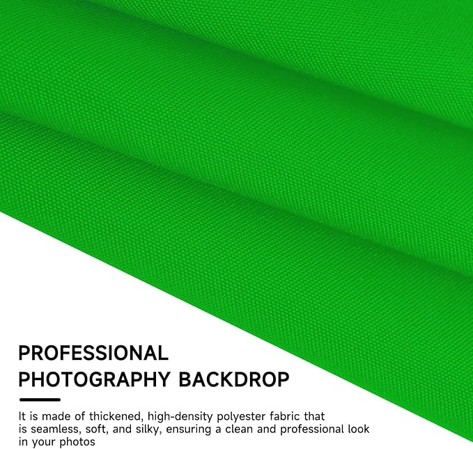 YSKE-Y2 Heavy Duty Photo Backdrop, 10x8ft Green Seamless Fabric Background Photography Backdrop Curtain Screen for Photoshoot Video Studio Party