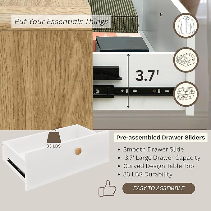 ELISA HOME Aries 6 Drawer Dresser for Bedroom, 47.3″ W Perfect for organizing Clothes, linens, or Accessories., Ideal for The Bedroom, Hallway, Nursery, or Living Room, Oak/White