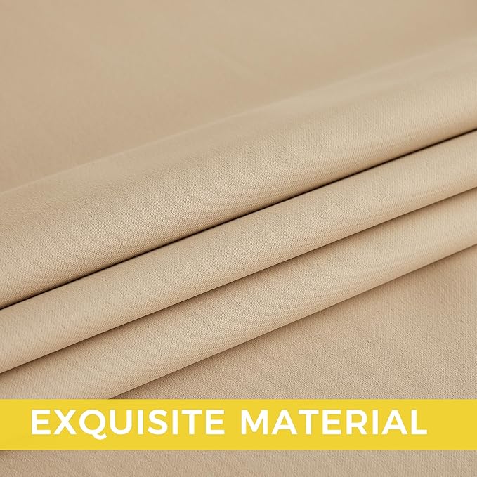 NICETOWN Beige Room Darkening Curtains 36 Inches Long 2 Panels for Living Room, Bedroom, Nursery Summer Thermal Insulated Blackout Drapes Grommet Noise Reducing Window Curtains, W40
