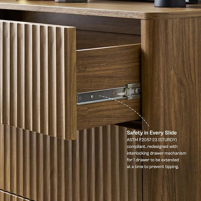 mopio Blake 3 Drawer Dresser for Bedroom, Chest of Drawers, Wood Dresser Organizer, Modern Farmhouse, Tall Night Stand, Enhanced Safety, Sturdy Compliant (1, Walnut, One Size)