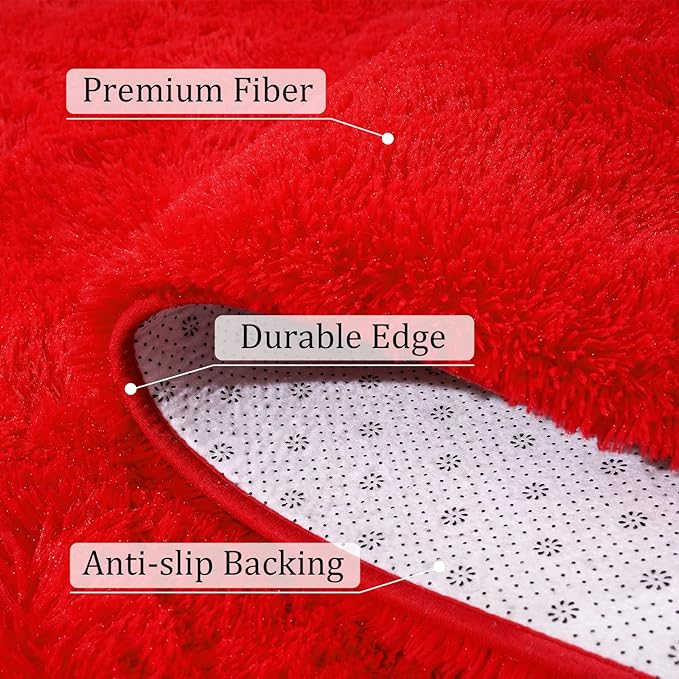 BENRON Soft Runner Rugs for Bedroom 2x6, Washable Long Runners for Hallway Entryway Kitchen Dorm, Fluffy Throw Rug for Kids Girls Room Decor Photo Prop, Red