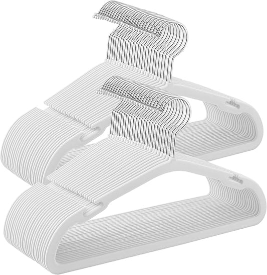 SONGMICS Kids Hangers 50 Pack, 14 x 8 Inches, Non-Slip Velvet Baby Hangers for Closet, Space-Saving, Wide Shoulder Notches, Cloud White UCRF038W01