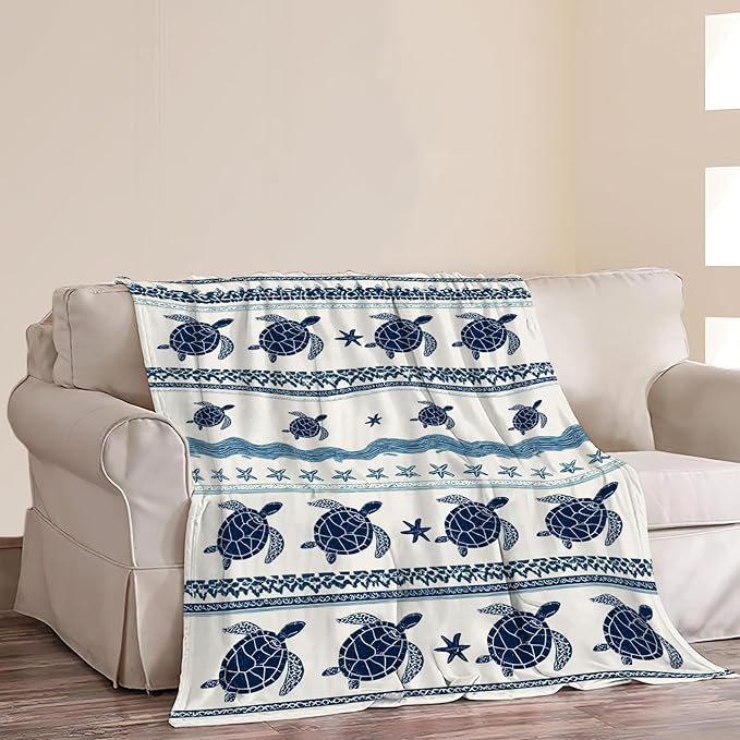 Sea Turtle Blanket Ocean Turtle Plush Fleece Throw Blanket Soft Cozy Fuzzy Warm Stuff Bedding Blankets Gifts for Boys Girls Kids Adult Men Women 60"X80"