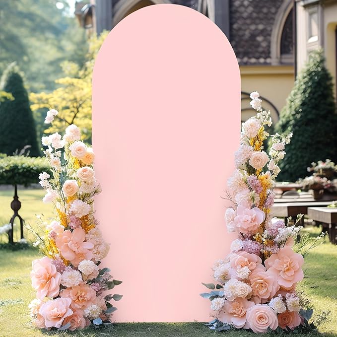 Dusty Rose Arch Backdrop Cover, 6FT Spandex Fitted Wedding Arch Stand Covers 2-Sided Round Top Chiara Arch Backdrop Cover for Wedding Ceremony Birthday Party Baby Shower Banquet Decoration