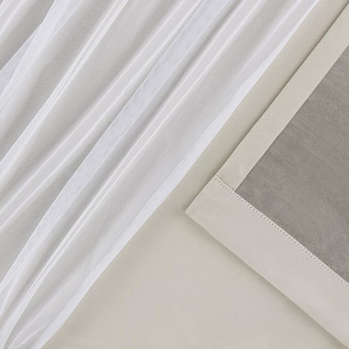 TOWN & COUNTRY LUXE Talia Double Layer Indoor Curtains, Sheer and Room Darkening Blackout, Grommet Top, Energy Efficient, 2-Pack Set, 52"x108", Sand