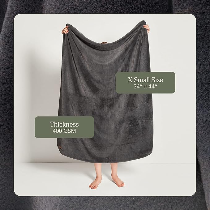 UnHide Lil’ Marsh - Faux Fur Blanket - Durable, Lightweight, Extra Soft Blanket - Machine Washable - Charcoal Charlie, X-Small (34” x 44”)