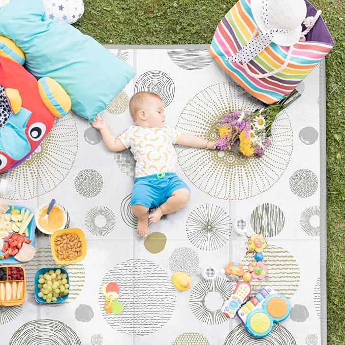 Extra Large Baby Play Mat 79x71, Foldable, Waterproof, Safe & Thick Playmats for Babies and Toddlers, Indoor & Outdoor Use