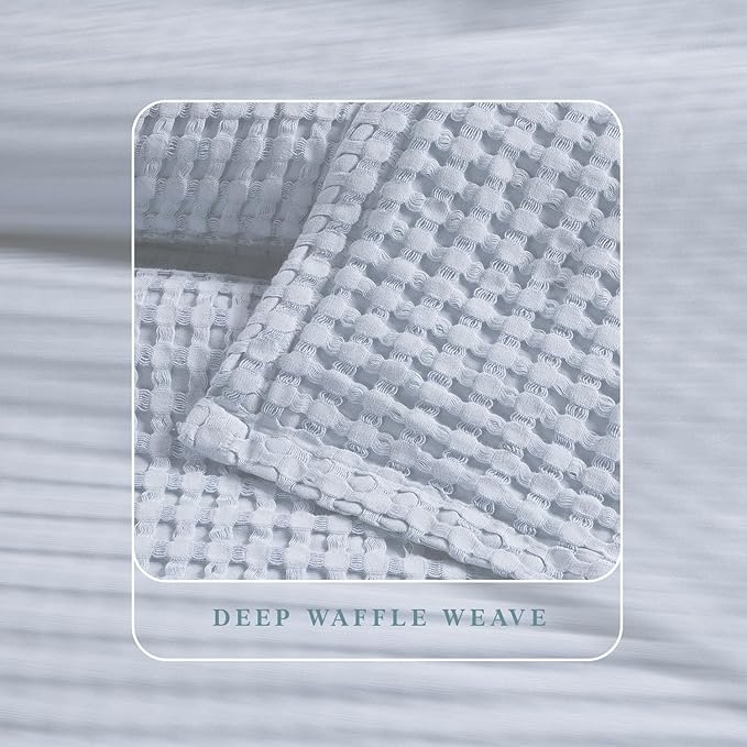 Threadmill Cooling Blanket Twin Size Waffle Weave| Breathable, Lightweight & Ultra-Soft | Made from Rayon Derived from Bamboo | Waffle Throw for Couch and Sofa | 68 x 92 Inches | Light Blue