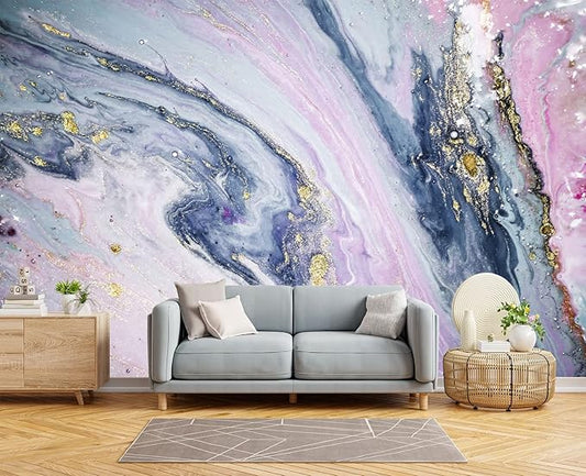 Gilding Marble Pink Wall Mural Wallpaper for Bedroom 178" x 117"