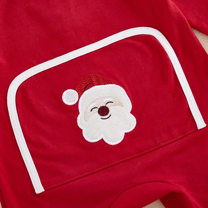 Merqwadd Baby Christmas Outfit Boy Girl Santa Cookies Zipper Onesie Infant Christmas Romper Jumpsuit