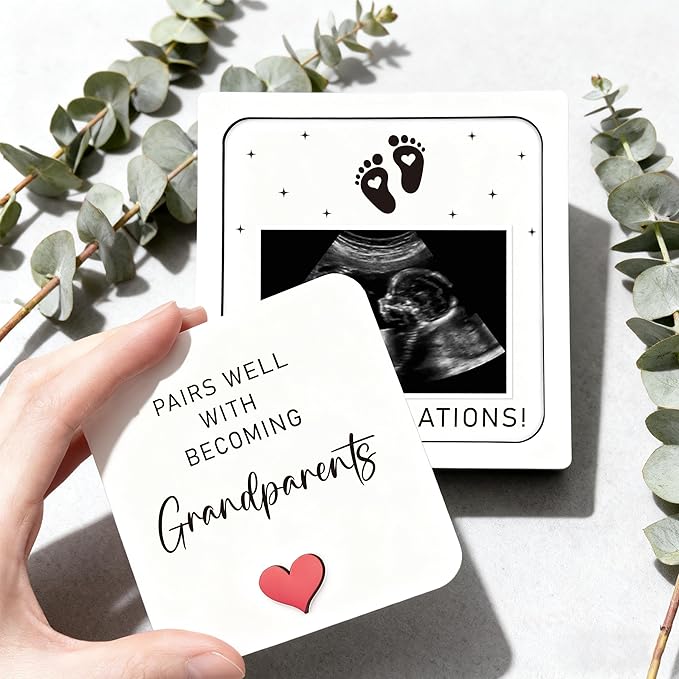 Pregnancy Announcement Ultrasound Picture Frame, Pairs Well with Becoming Grandparent Congratulations Wooden Surprise Box, Baby Announcement Ideas - Pregnancy Reveal Gifts to Grandparents