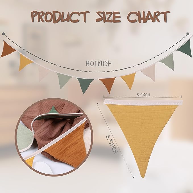 Pennant Banner Flags,Infant and toddler room decoration pennant,for Nursery Decor Baby Birthday Boho Wedding Shower Party Event (Light Green Banner)