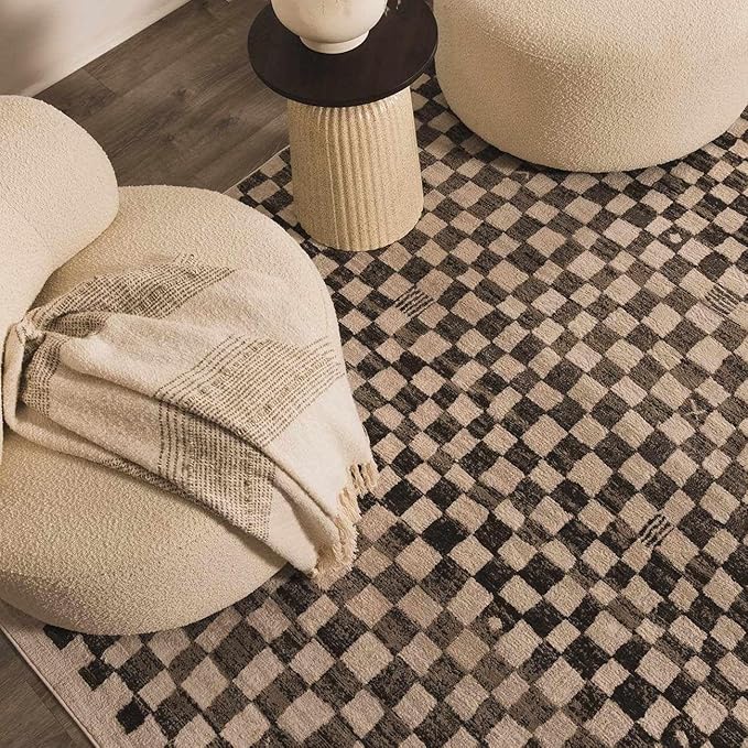 Hauteloom Benjy Hallway, Kitchen Runner Rug - Contemporary - Cream, Charcoal - 2'7" x 10'