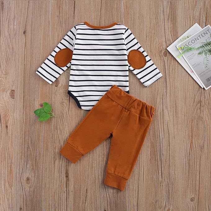 Newborn Baby Boy Girl Clothes Ribbed Knitted Cotton Long Sleeve Romper Long Pants Solid Color Fall Winter Outfits