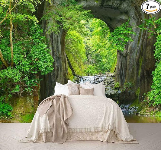 Forest Stream Wall Mural Wallpaper Large Nature Scenery Mural for Bedroom Living Room TV Background Sofa Wall (not self-Adhesive)
