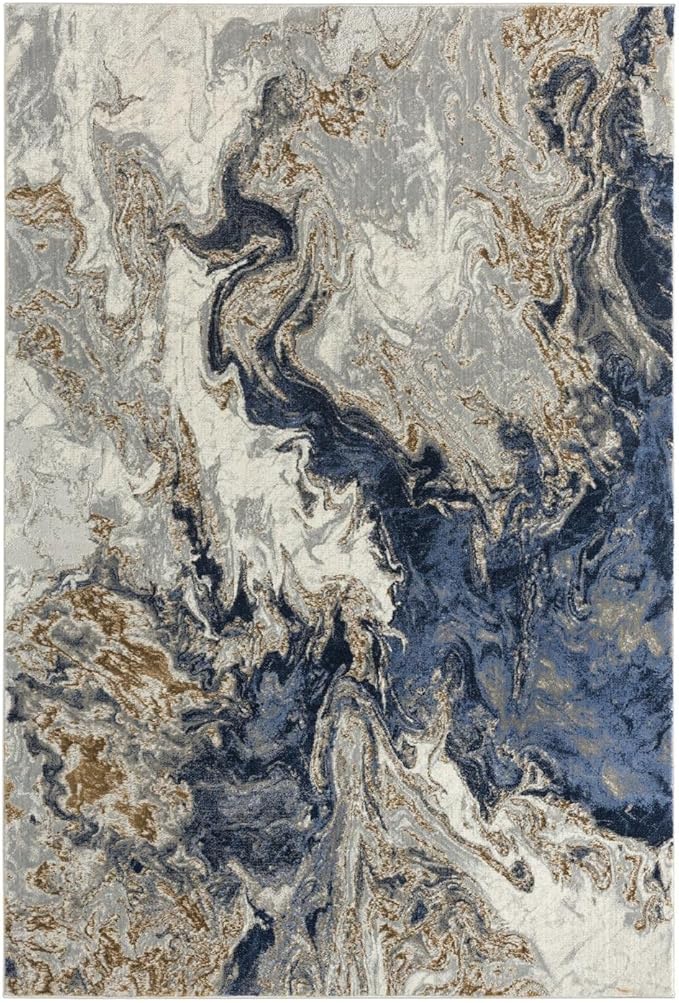 LUXE WEAVERS Marble Swirl Abstract Area Rug, Blue 4x5