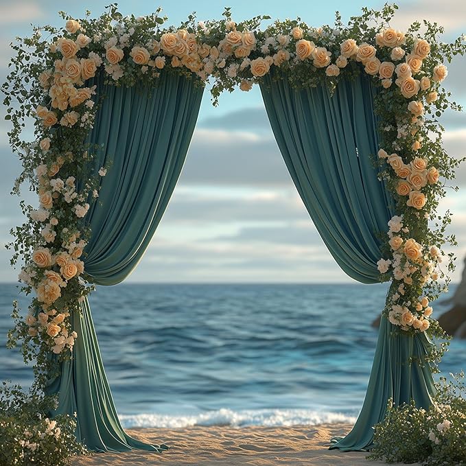 Dark Green Backdrop Curtains for Wedding Parties, 10x7FT Wrinkle Free Photo Backdrop Curtains for Wedding Birthday Party Baby Shower, Fabric Drape with Rod Pockets 5ft x 7ft, 2 Panels