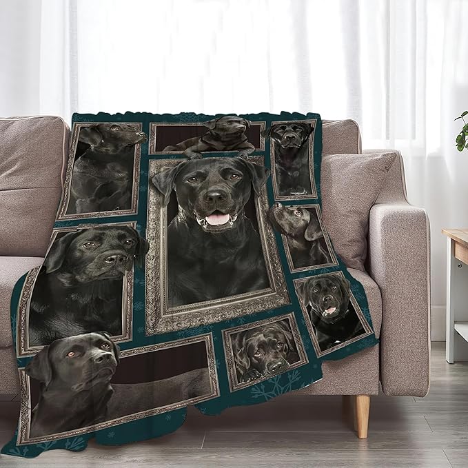 Labrador Retriever Dog Blanket - Cute Throw for Girls, Women, Kids, Adults - Soft Warm Cozy Fleece for Couch, Sofa, Bed - 80"x60" - Gifts and Decor