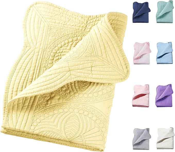 PEACELOVER Embossed Neutral Baby Quilt Durable, Lightweight Baby Blankets Four Seasons for Personlized Monogram Cotton Quilted Blanket Toddler Quilt for Boys and Girls 46x36 Inches (Beige)