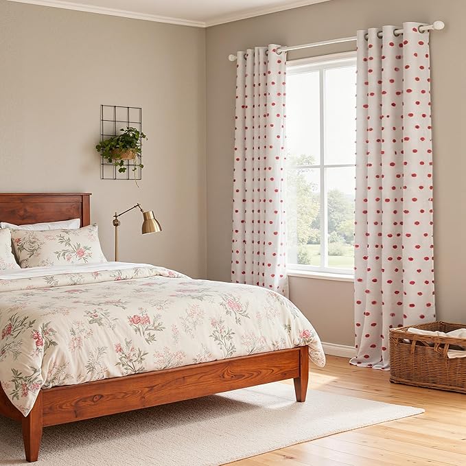 MYSKY HOME Blackout Curtains for Living Room 95 Inch Long Total Light Blocking Curtains for Sliding Door 2 Panels Grommet 100% Room Darkening Girls Bedroom Drapes with Red Pom Pom Sheer 52 x 95 in