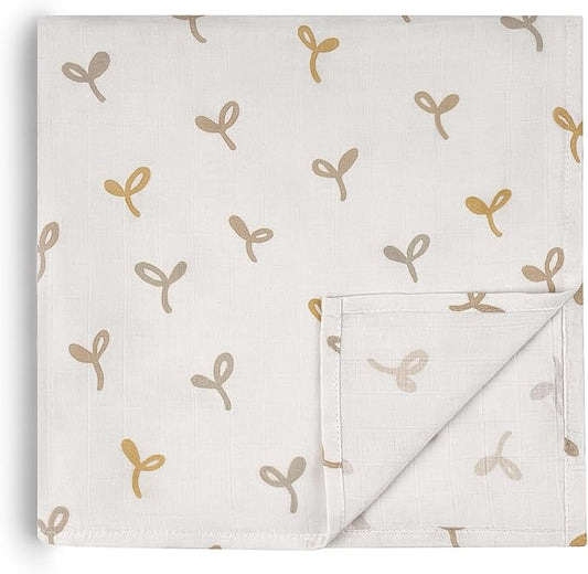 HECCEI Muslin Swaddle Blanket - Baby Muslin Blanket Large Swaddles 47 x 47 inches Breathable & Soft Baby Receiving Blanket Gender Neutral for Newborn Boys Girls, Little Sprouts