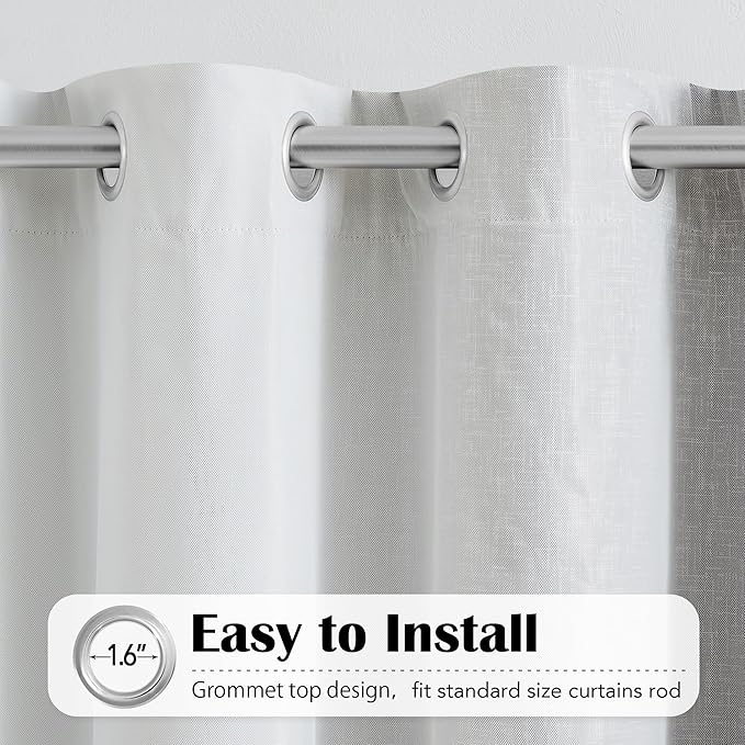 100% Blackout Curtains with Sheer Overlay Mix and Match Double Layer Drapes 63 Inch Length 2 Panels for Bedroom Living Room Grey White Ombre Grommet Window Treatment with Tiebacks