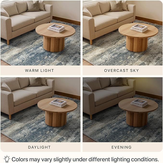 GENIMO 2x4 Entryway Runner Rug, Washable Runners for Kitchen, Indoor Entrance, Bathroom, Low Pile Small Carpet with Non Slip Backing, Abstract Modern Design, Navy Blue