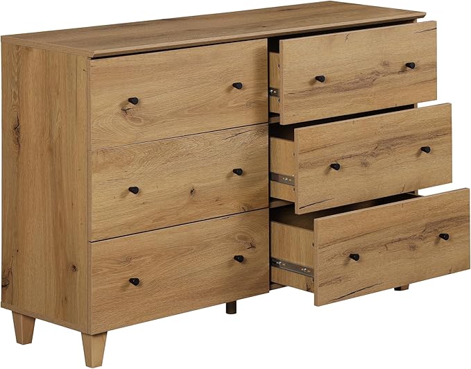WAMPAT 12 Drawer Wood Dresser for Bedroom, 2-in-1 Extra Wide Chest of Drawers, Modern Storage Organizer Units with Solid Wood Legs for Closet, Living Room, Kids Room, Nursery, Oak Brown, 94.4"