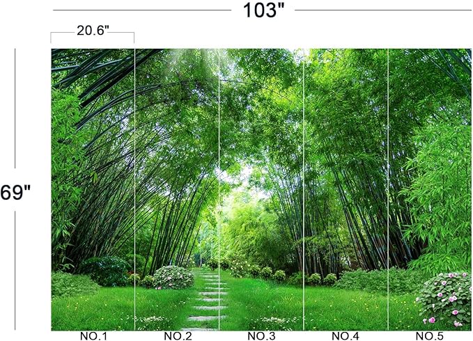 Green Bamboo Forest Wall Mural Wallpaper for Bedroom 103" x 69"