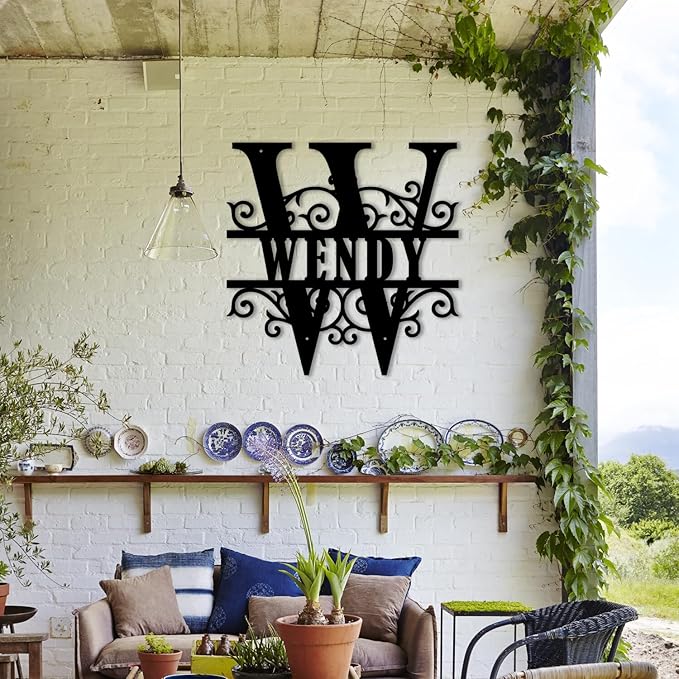 Metal Signs Customized, Metal Name Signs Personalized, Custom Family/Last Name Sign, Split Letter Monogram Wall Decor, Personalized Wedding/New home Gift, Indoor/Outdoor Sign