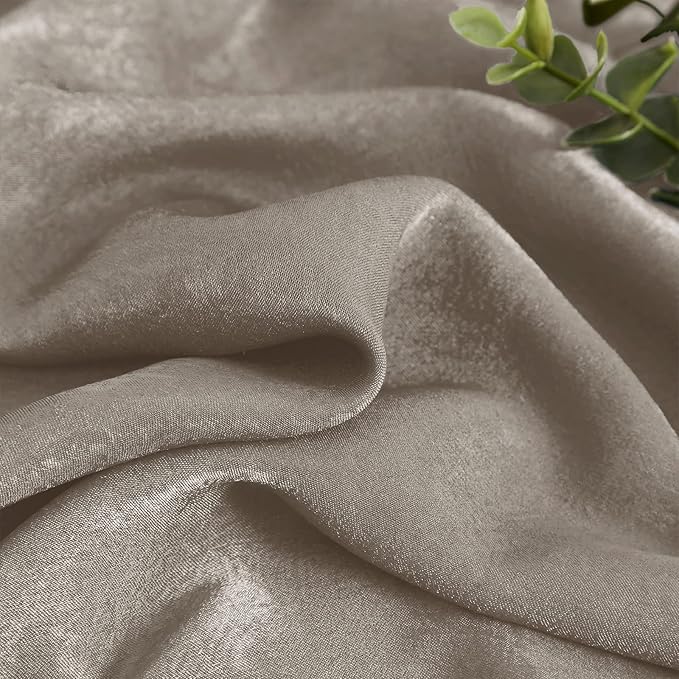 Melodieux Taupe Velvety Semi Sheer Curtains 63 Inch Length for Bedroom, Living Room Natural Cotton Texture Rod Pocket Window Sheer Drapes, 52 by 63 Inch (2 Panels)