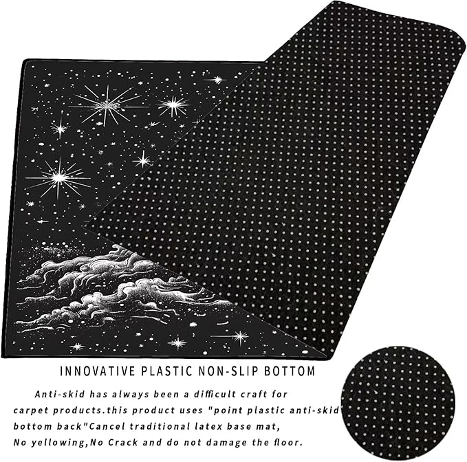 Stars Rug for Boys Room Black Space Rocket Rugs Galaxy Carpet Planet Printed Throw Rugs for Kids Teens Doormat Bedroom Living Room,31 in X 47 in