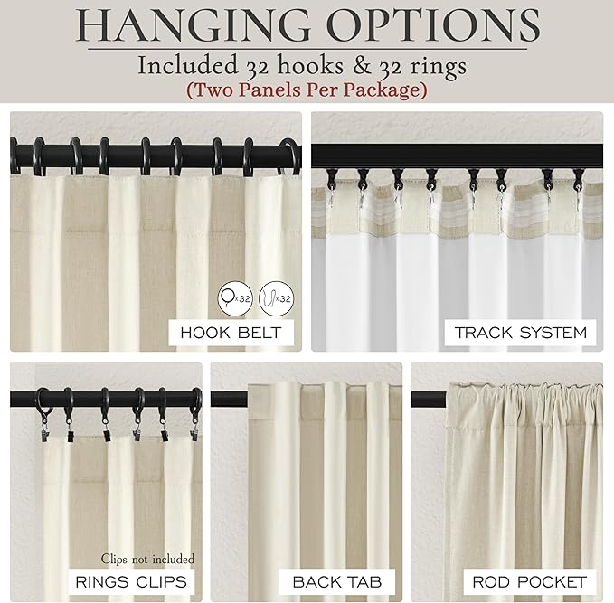 Warm Cream 120 Inch Curtains High Ceiling Tall Curtain for Living Room Long Large Window Drapes 120 Length/10 ft Heat Insulated Summer Luxury Bohemian Blackout Cottage (W50 xL120 2Panels)