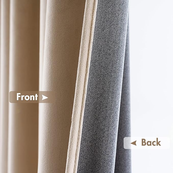 MIULEE Camel Beige Velvet Curtains Thermal Insulated Blackout Curtain Drapes for Bedroom Living Room Darkening 84 Inches Long Curtains Panels Rod Pocket Set of 2