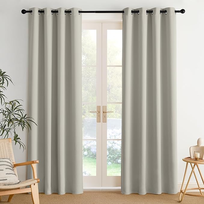 NICETOWN Living Room Curtains 84 inches Long 2 Panels, Natural Thermal Grommet Curtains for Living Room, Noise Reducing Privacy Window Treatment Shades for Bedroom, Laundry Patio, W52