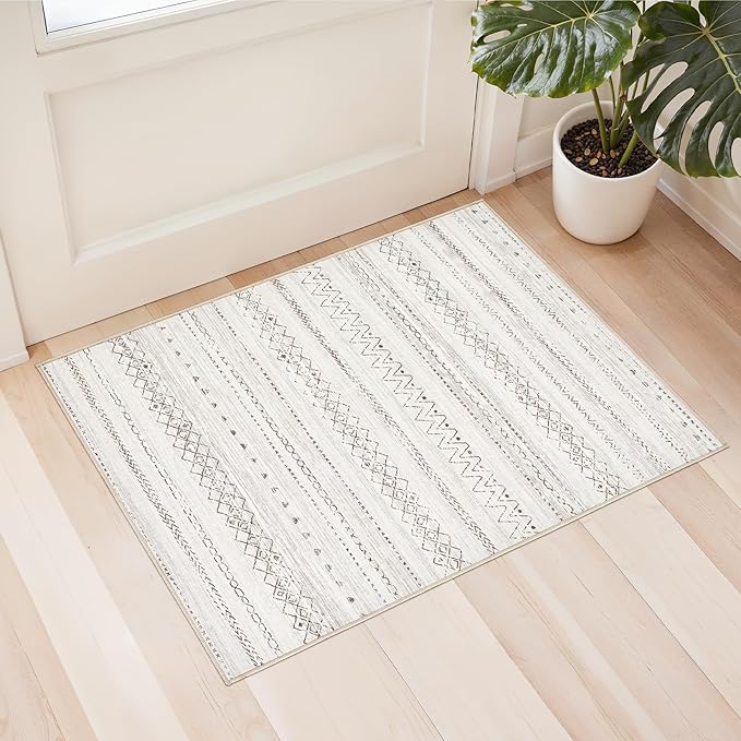 Area Rugs for Living Room Washable Living Room Rug Soft Neutral Indoor Floor Carpet Non-Slip Stain Resistant Modern Boho Rugs for Bedroom Dining Room Kids Room Nursery Office Home Brown