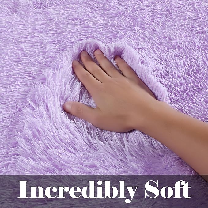 ONASAR Purple Rugs for Living Room Bedroom, 5x8 Washable Fluffy Bedside Area Rug, Soft Plush Shaggy Indoor Floor Carpet for Nursery Kids Girls Boys Teen Dorm Home Office Decor Aesthetic