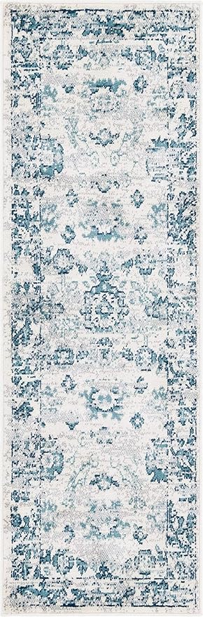 Rugs.com Charleston Collection Rug – 6 Ft Runner Ivory Low-Pile Rug Perfect for Hallways, Entryways