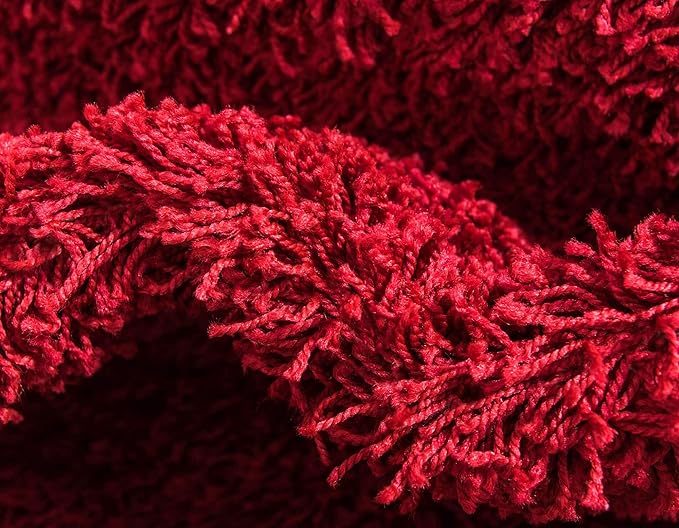 Unique Loom Solid Shag Collection Area Rug (5' 1" x 8' Rectangle Cherry Red)