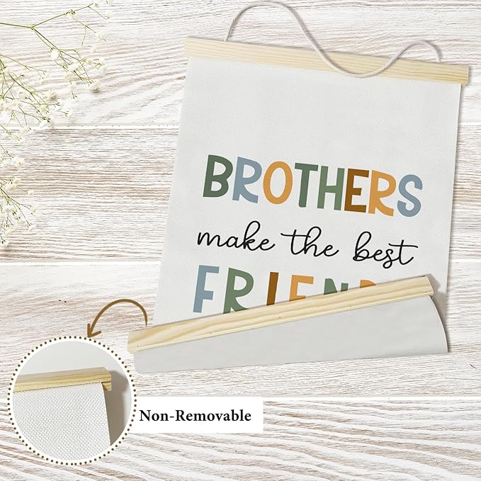 Nopoben Brothers Poster Hanger Frame - Brothers Make the Best Friends, Kids Room Wall Art With Wooden Poster Hanger, Boys Bedroom Playroom Game Room Decor(12x16 Inches)-04