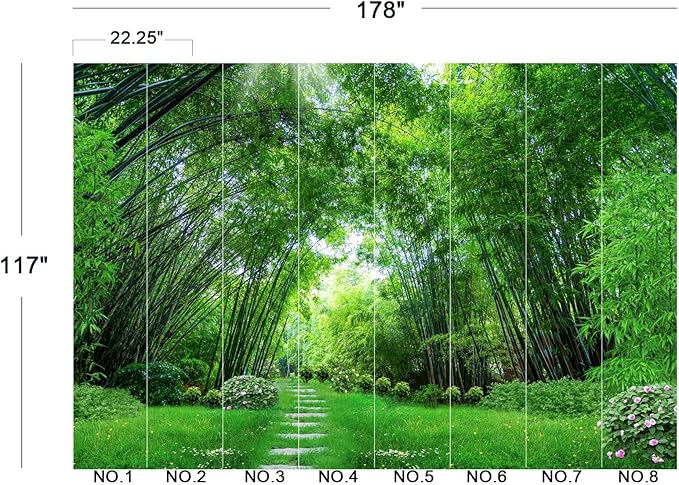 Green Bamboo Forest Wall Mural Wallpaper for Bedroom 178" x 117"