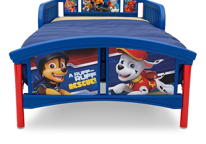 Delta Children Plastic Toddler Bed, Nick Jr. PAW Patrol Twinkle Galaxy Dual Sided Recycled Fiber Core Toddler Mattress (Bundle)