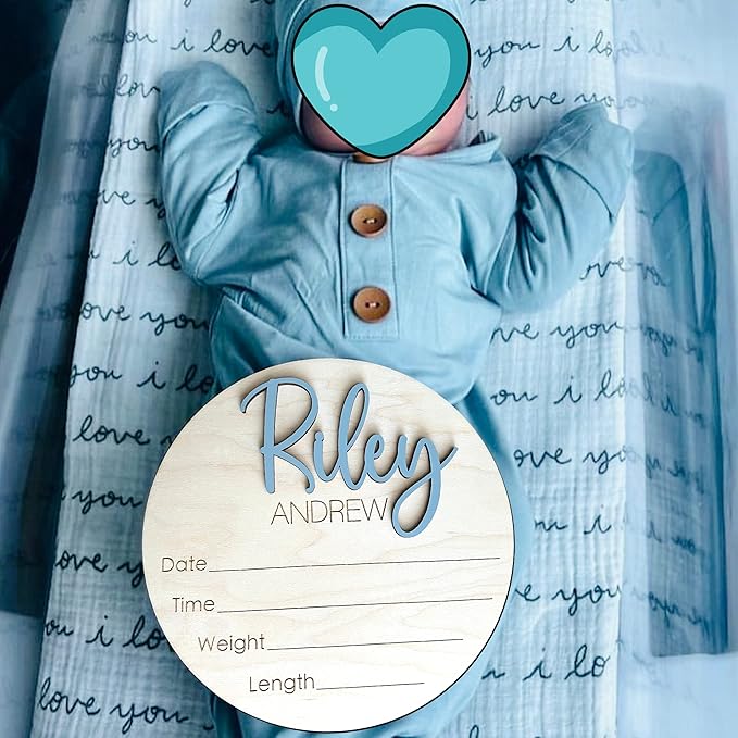 NAZENTI Personalized Baby Name Announcement Wooden Signs, Custom Birth Announcement And Footprint Sign For Hospital, Welcome Sign For Decor, Baby's Arrival Decor, Gifts For Baby Girl Or Boy Shower