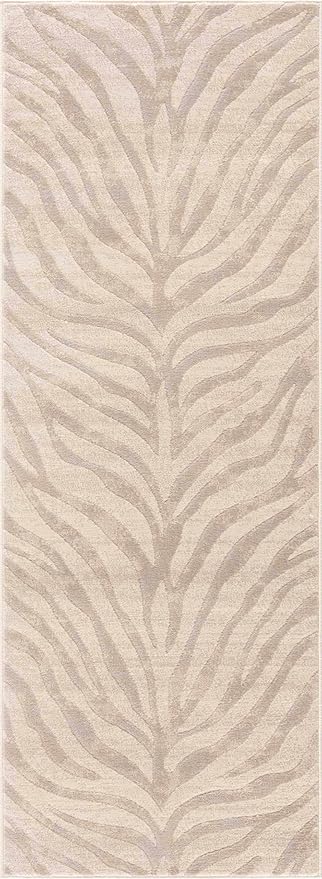 Hauteloom Manteca Animal Zebra Print Area Rug for Living Room Bedroom Dining Room - Distressed Faded Style - Cream, White, Beige, Gray - 8'10" x 12'3"