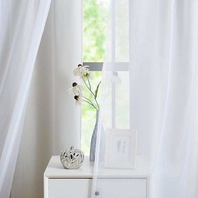 Lotusolution Beige Blackout Curtains for Bedroom Mix & Match Curtain Set Thermal Insulated Total Blackout Window Curtains and White Voile Sheer Drapes,Grommet Top,52" W x 63" L