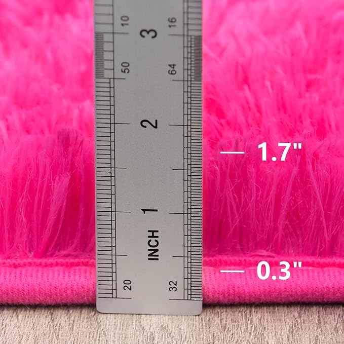 Fluffy Area Rug 9x12 Living Room, Hot Pink Rugs for Bedroom Girls, Extra Large Rug Big Carpet 9 by 12 Fuschia