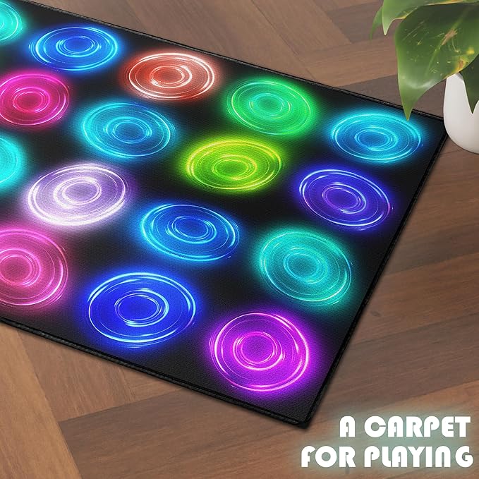 5'x 6'6" Circle Sampler Abstract Educational Area Rug for Kids Bedroom, Preschool, Classroom, Playroom, Home Learning Circular Pattern Washable Carpet,Black