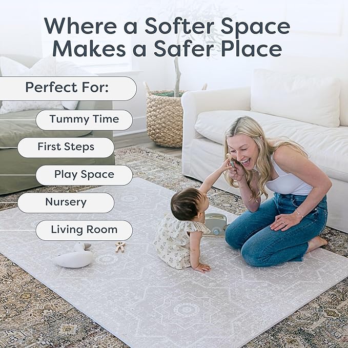 Baby Play Mat for Floor - Layla (6x6ft) - Premium EVA Foam Play Mat for Babies & Toddlers (Ages 0-5+) - Non-Toxic Playmat for Tummy Time, Crawling & Playroom - Stylish & Comfortable