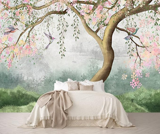 Forest Wallpaper Fantasy Forest and Bird Wall Mural for Bedroom Living Room Dining Room(Not Peel n' Stick)